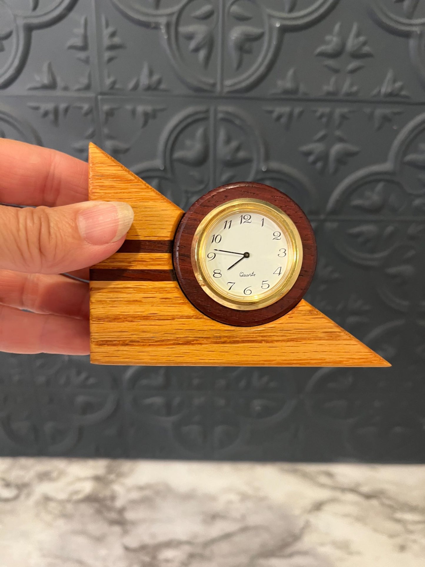 Small Wood Triangle Clock