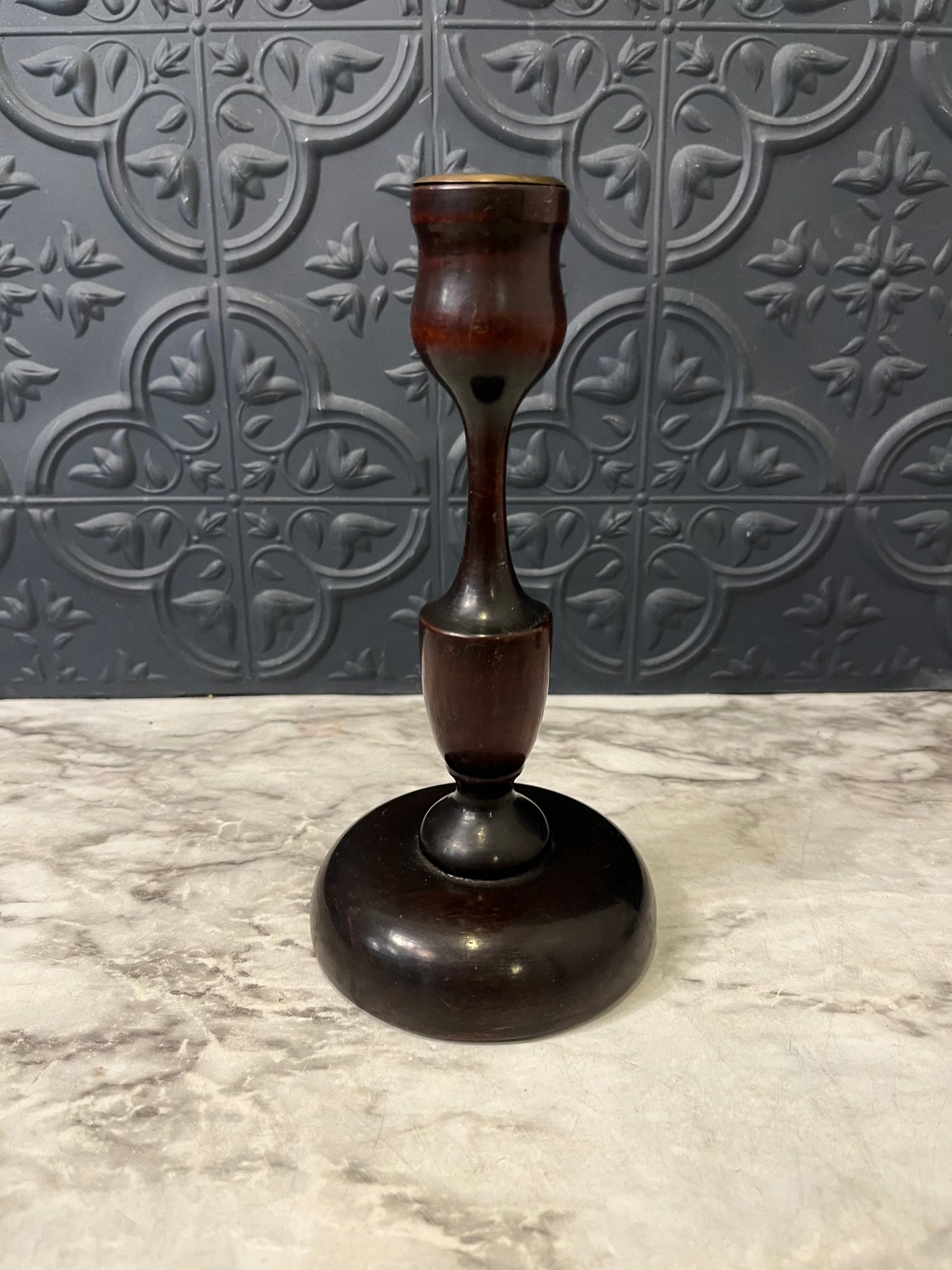 Wood Turned Candlestick 7"