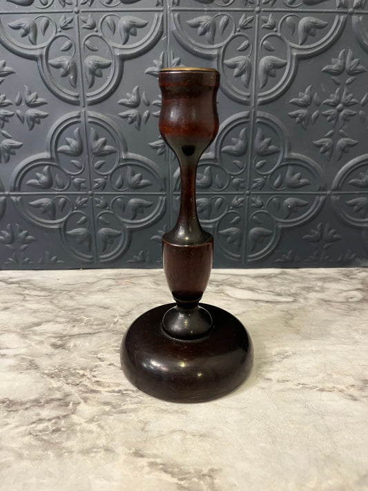Wood Turned Candlestick 7"