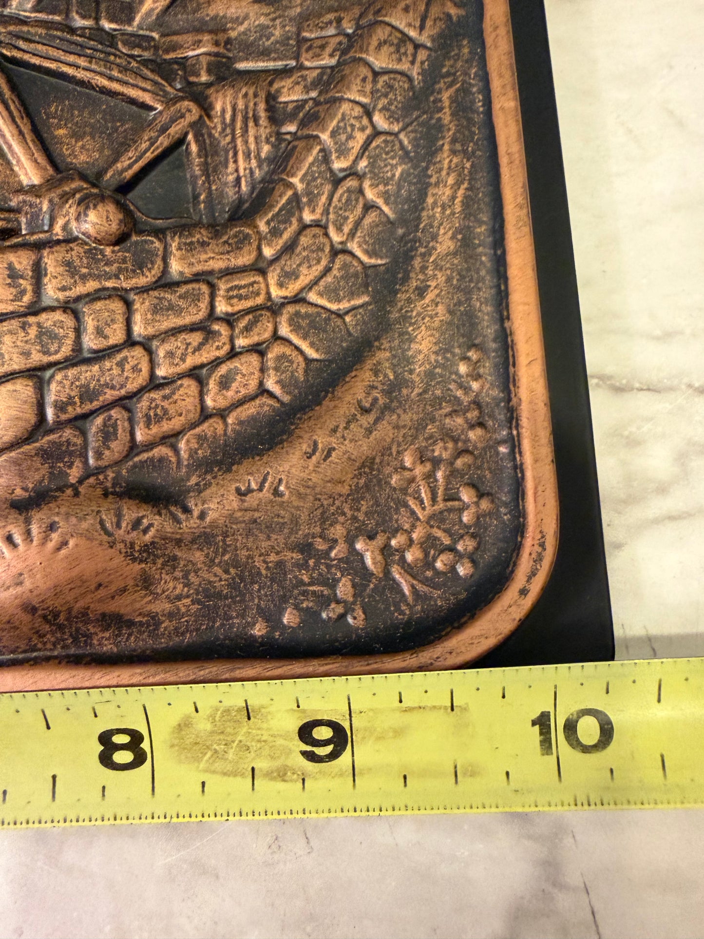 Vintage 3D Relief Wall Plaque with Water Mill