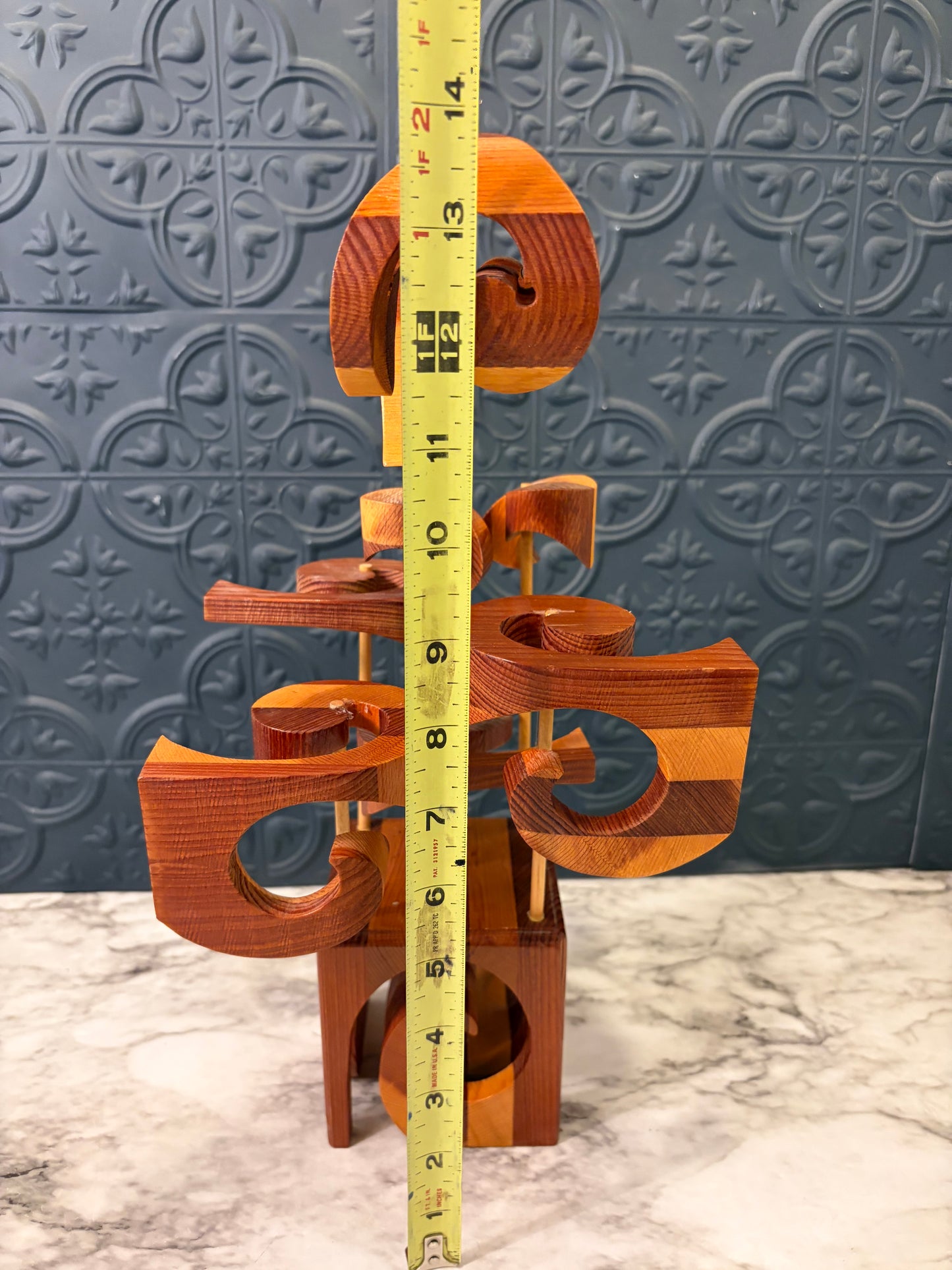 Swedish Wood Carved Abstract Flower Bouquet