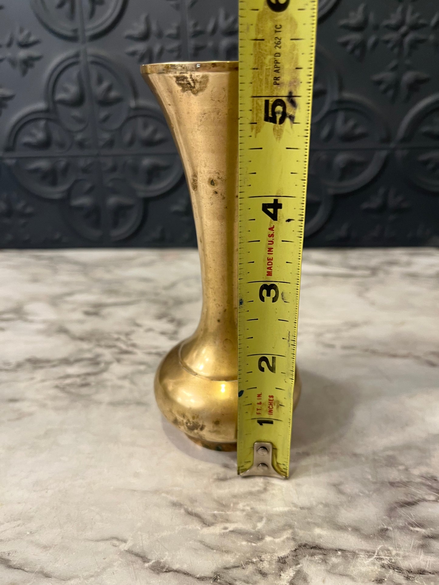 Small Fluted Brass Vase 5.5