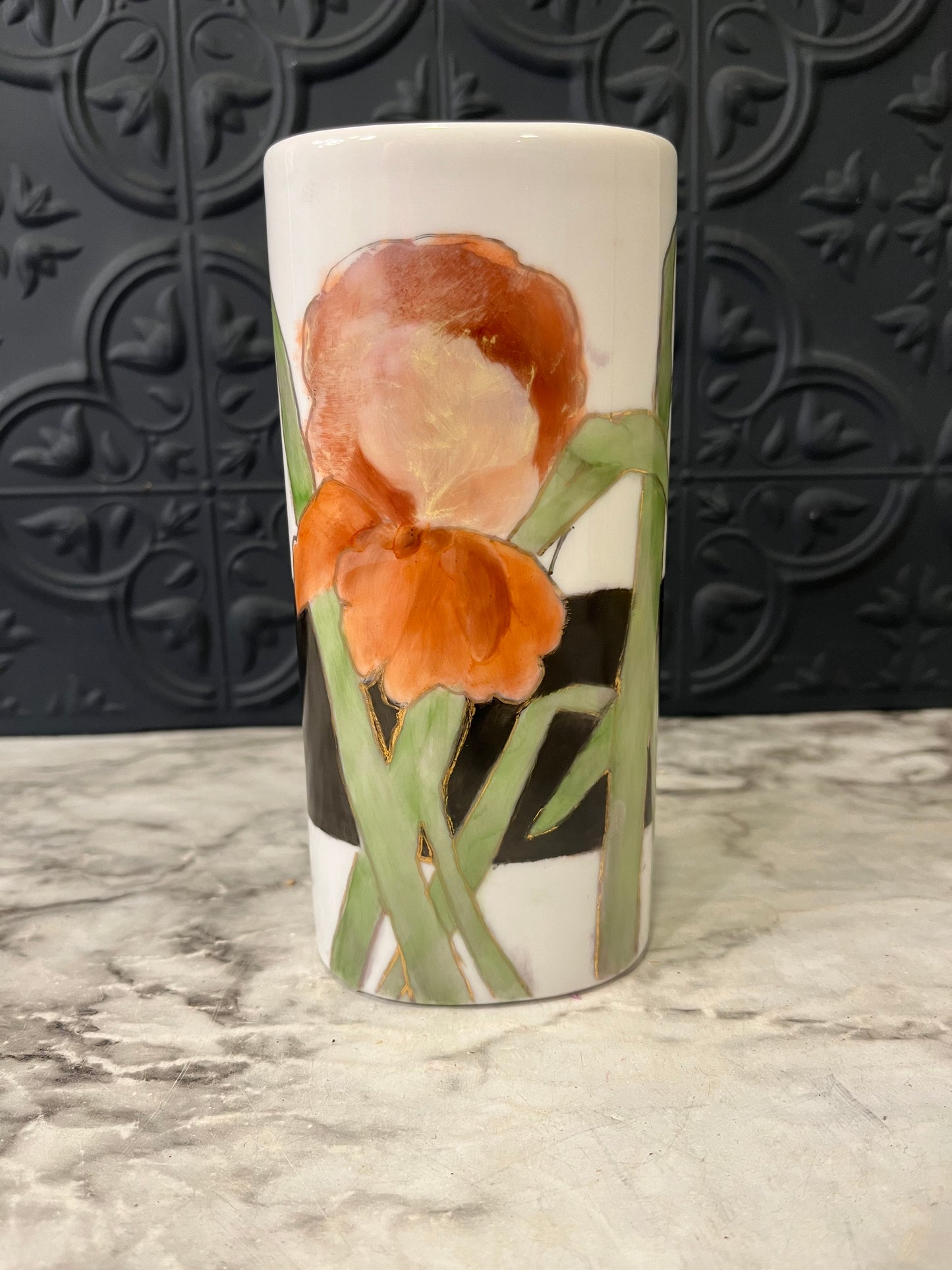 Hand Painted Iris Vase