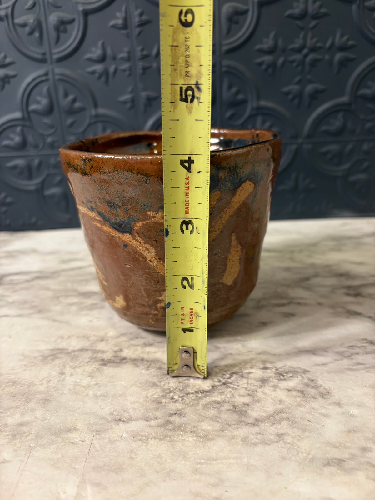 Studio Pottery Brown Planter 4"
