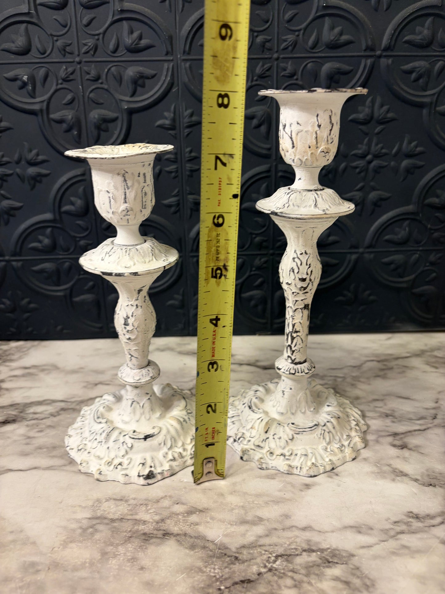 Shabby Chic Metal set of 2 candle Holders