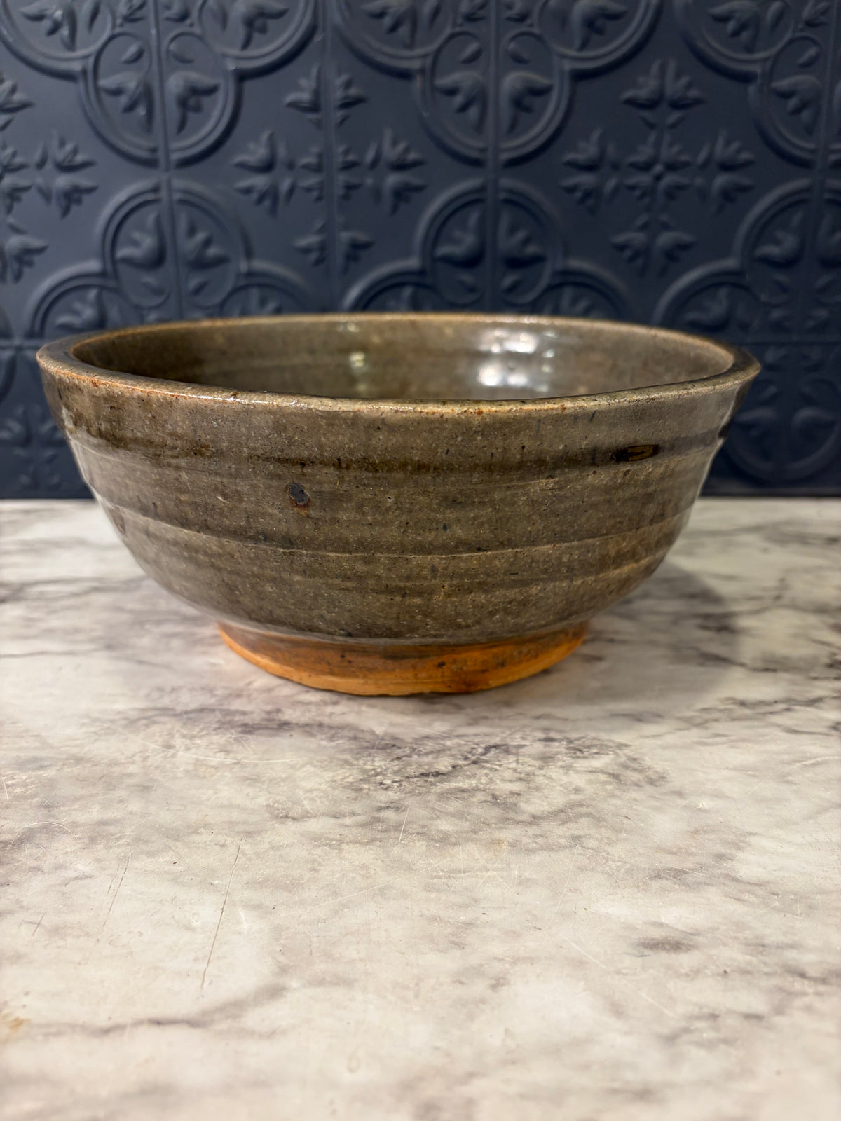 Studio Pottery Bowl 8" Greenish Brown