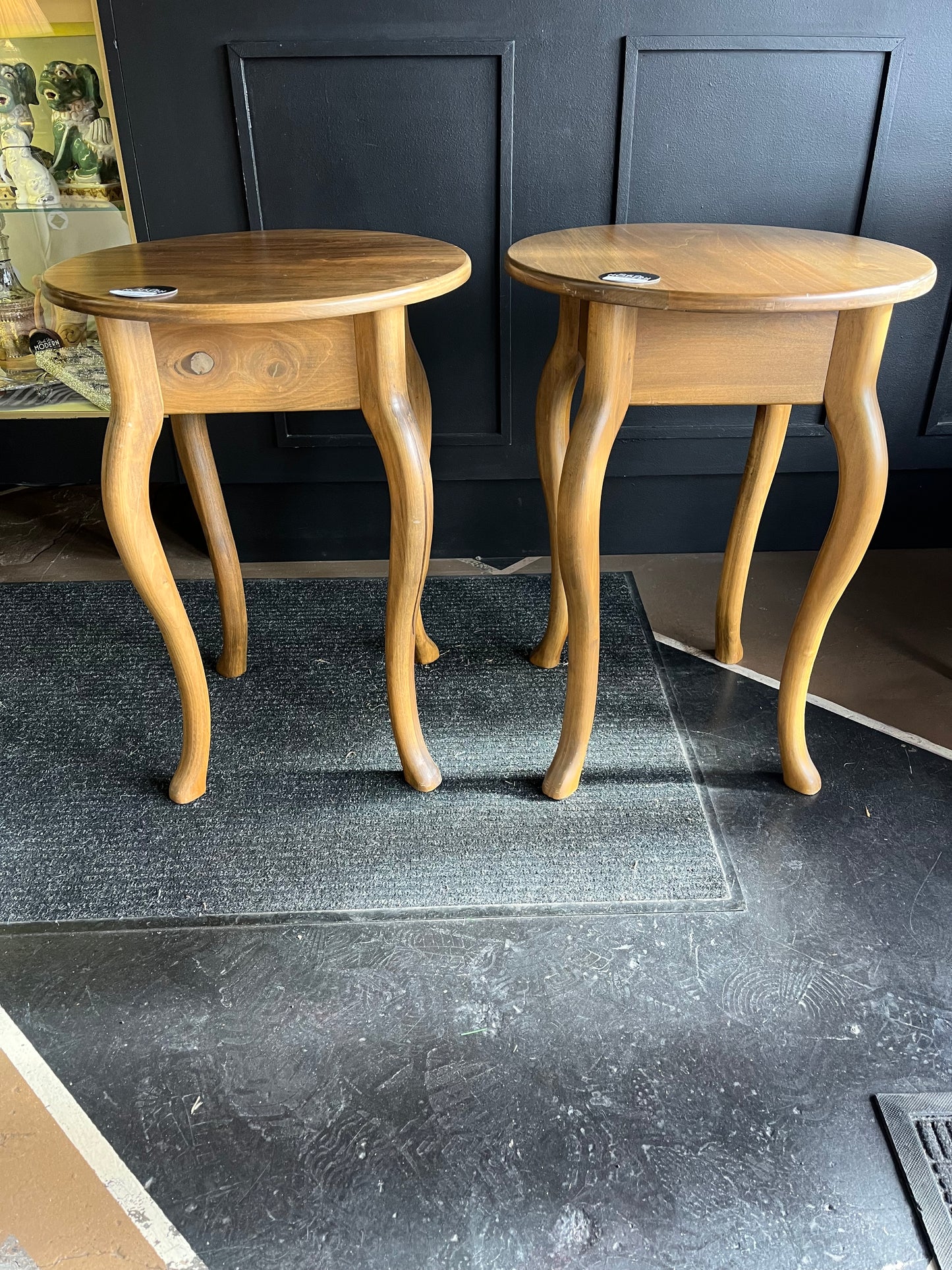 Round Wood Side Table Medium Tone