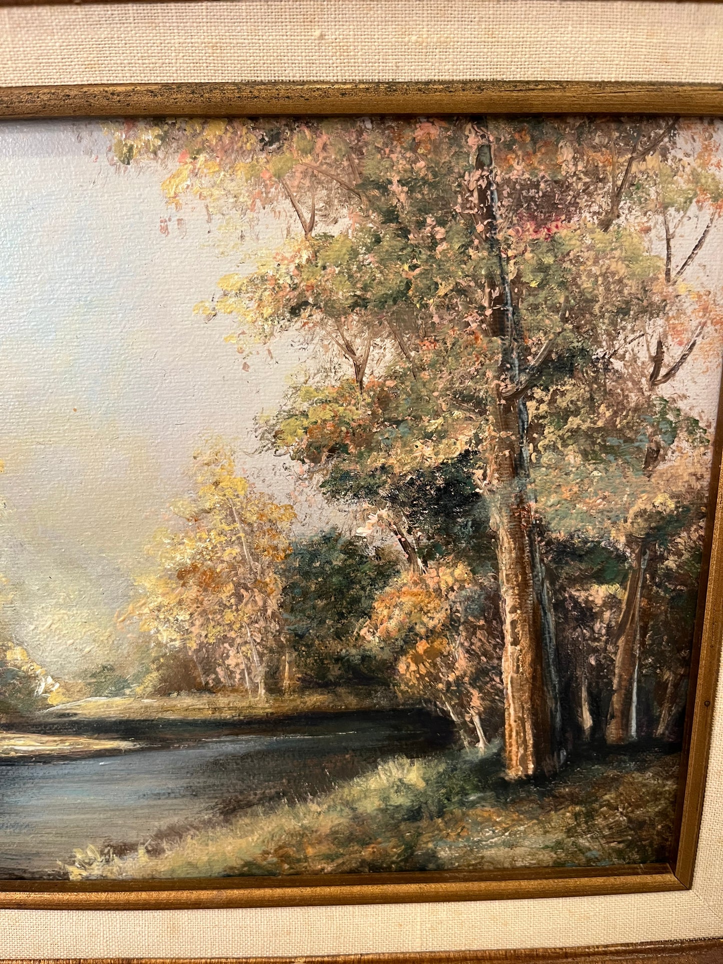 Fall Lazy River Landscape Painting Framed