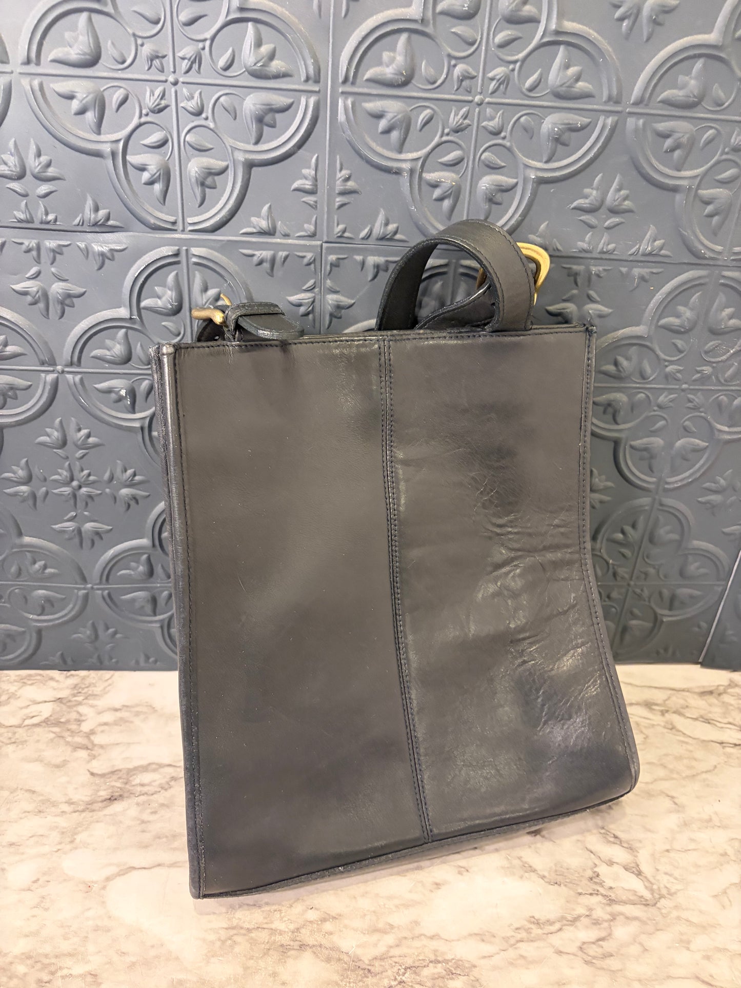 Hunt Club Black Leather Shoulder Bag