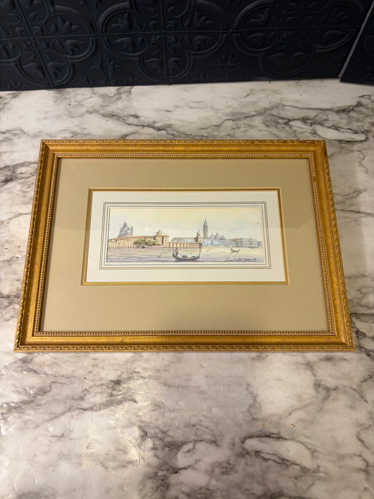 Original Watercolor of Venice Framed
