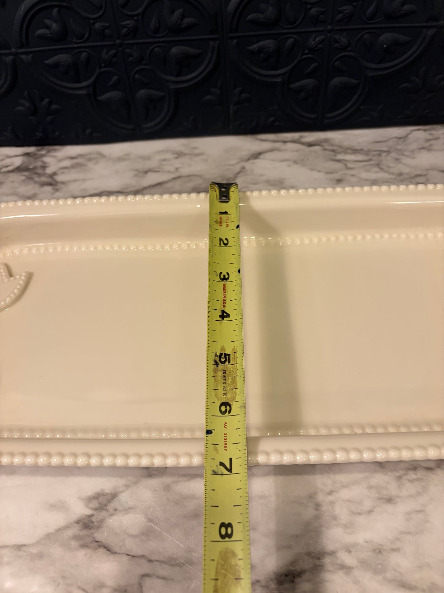 Cream Ceramic Tray with Bow Handles