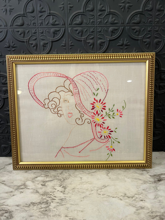 Needlework of Woman in a Hat