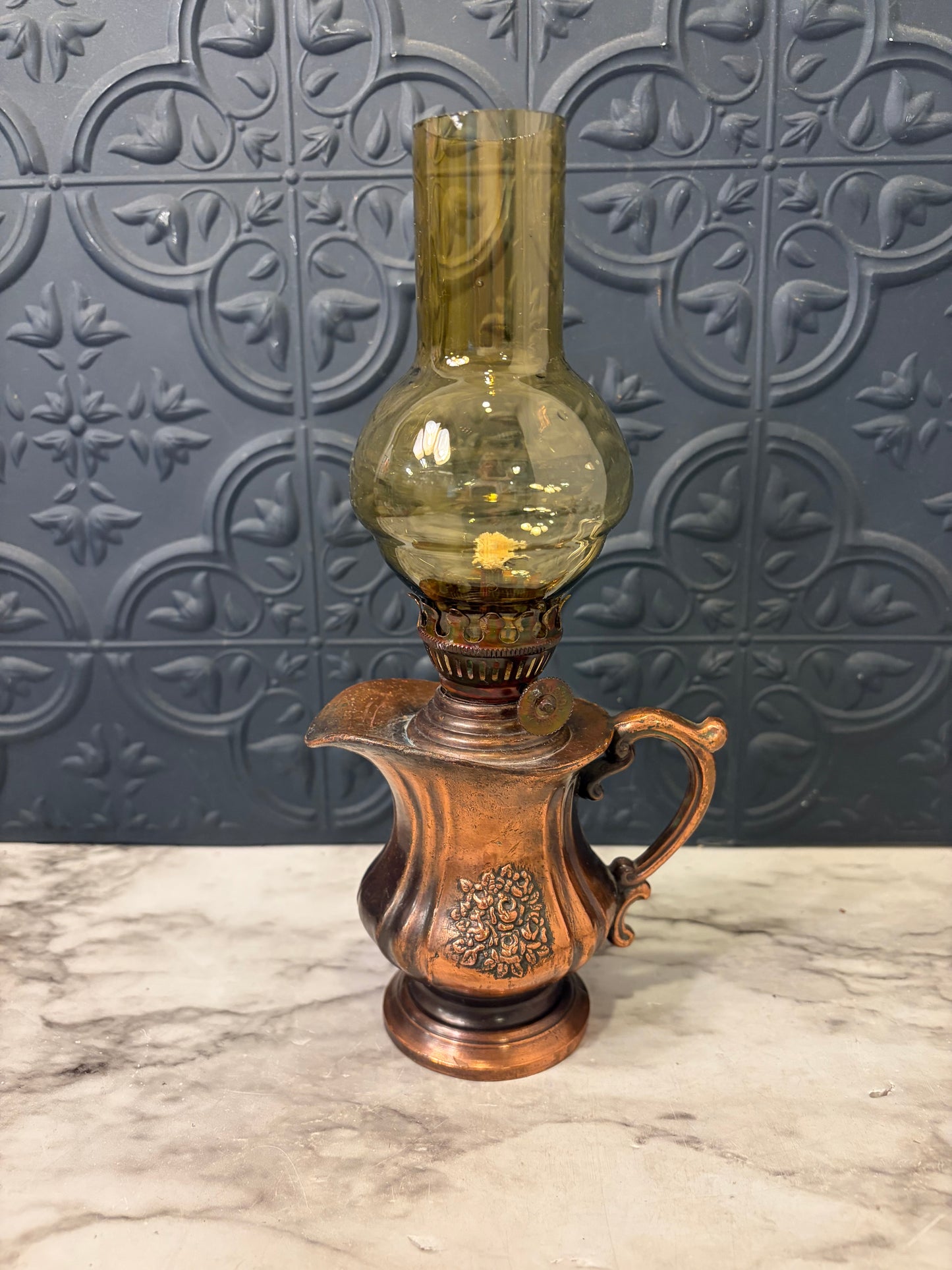 Small Copper Color Pitcher Oil Lamp