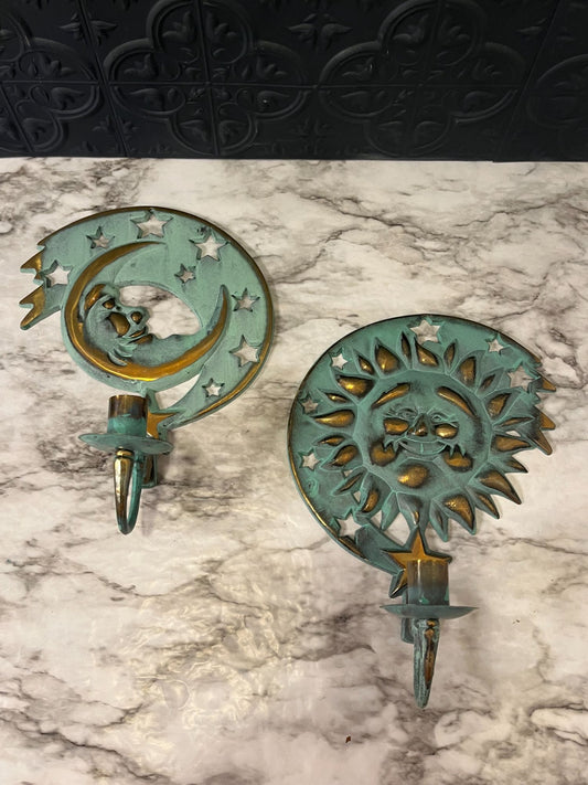 Turquoise Partylite Sun and  Moon Sconce