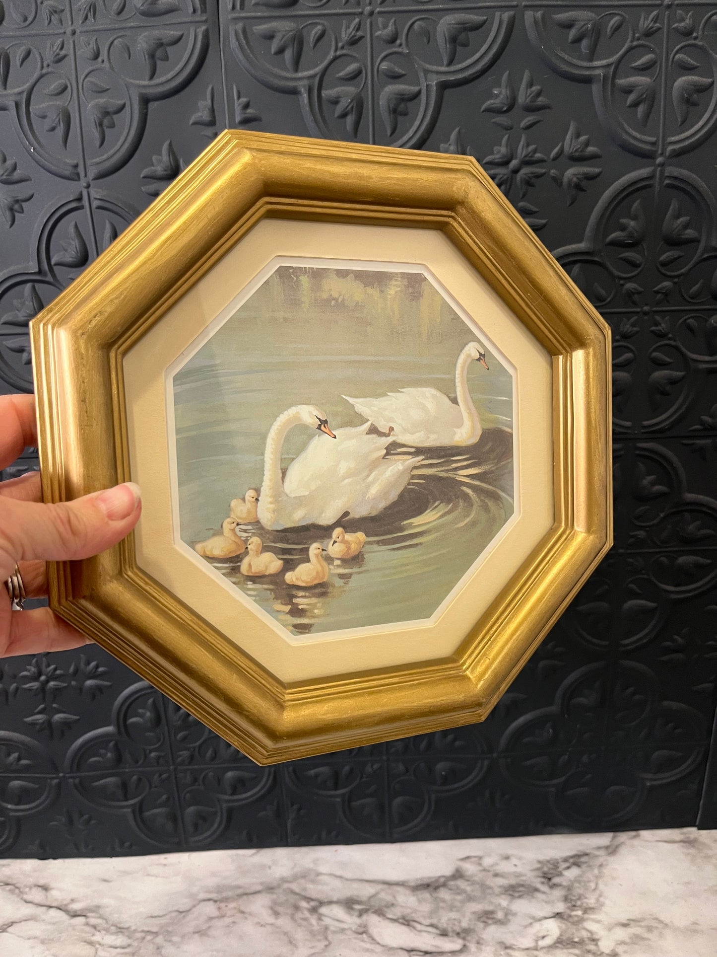 Homco Octagon Swan Family