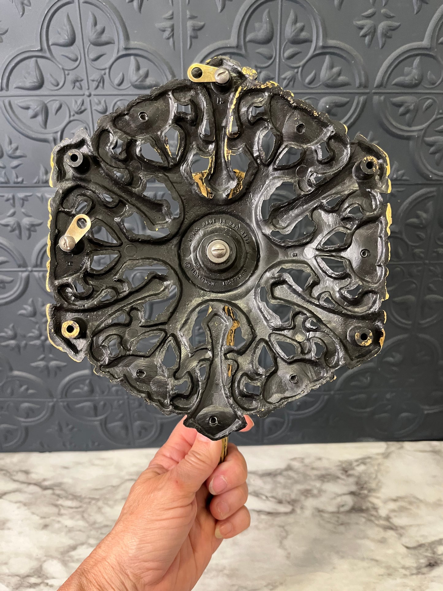 Gold and Black Hexagon Wall Sconce