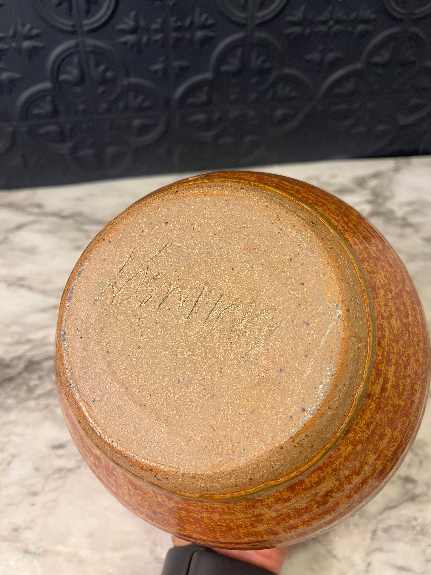Orange and Brown Rim Pottery Vase
