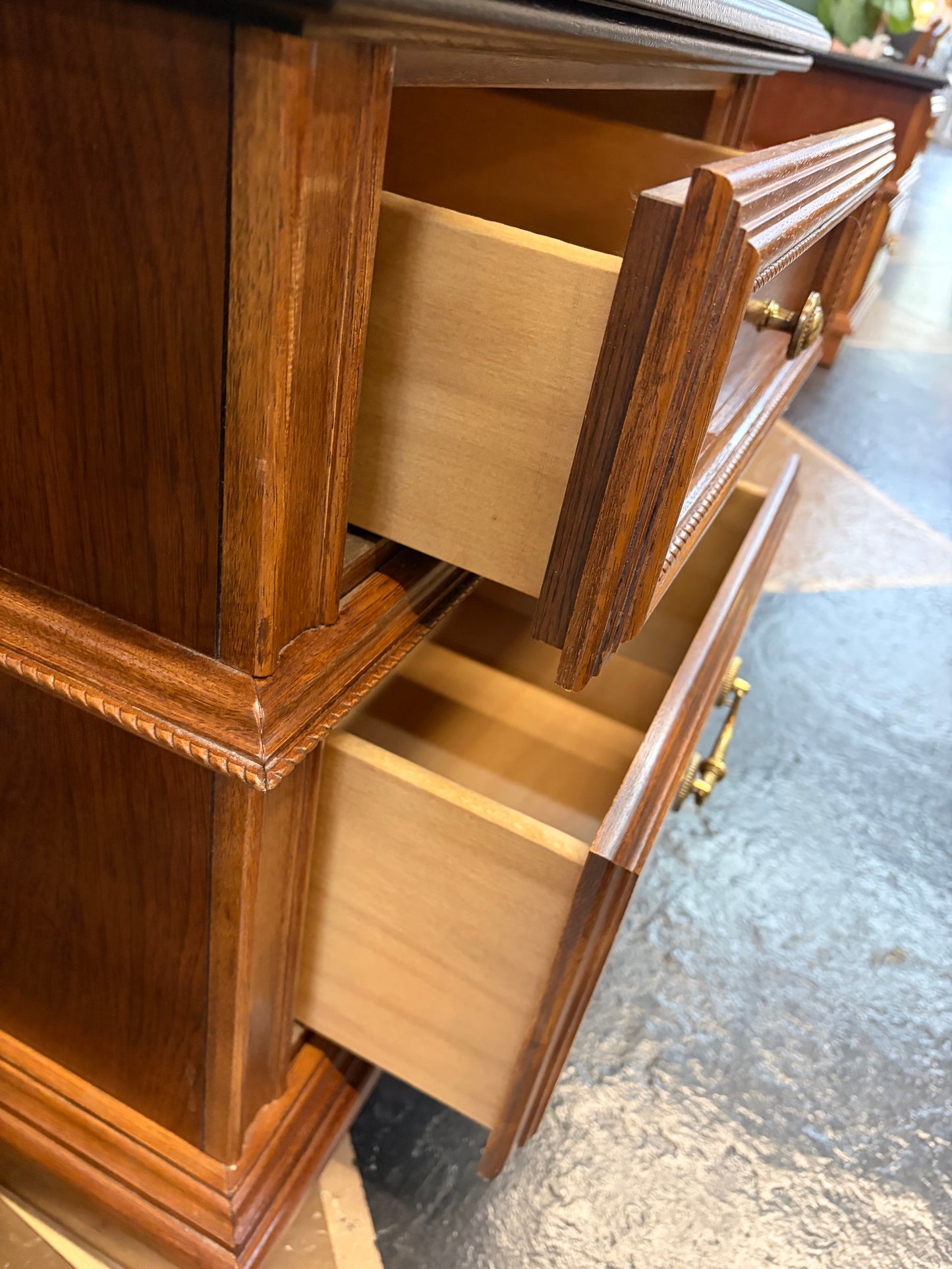 Set of Nightstands with Black Painted Top