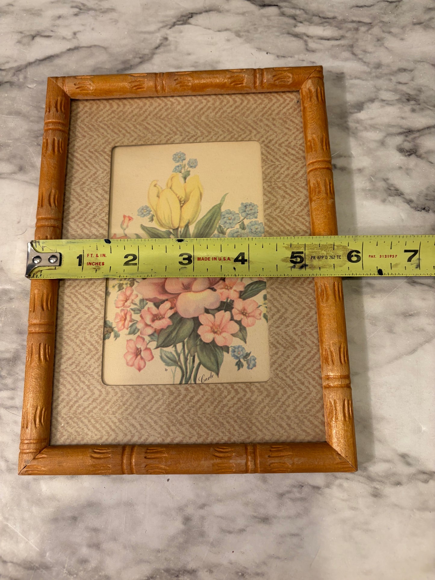 Faux Bamboo Frame with Pink floral