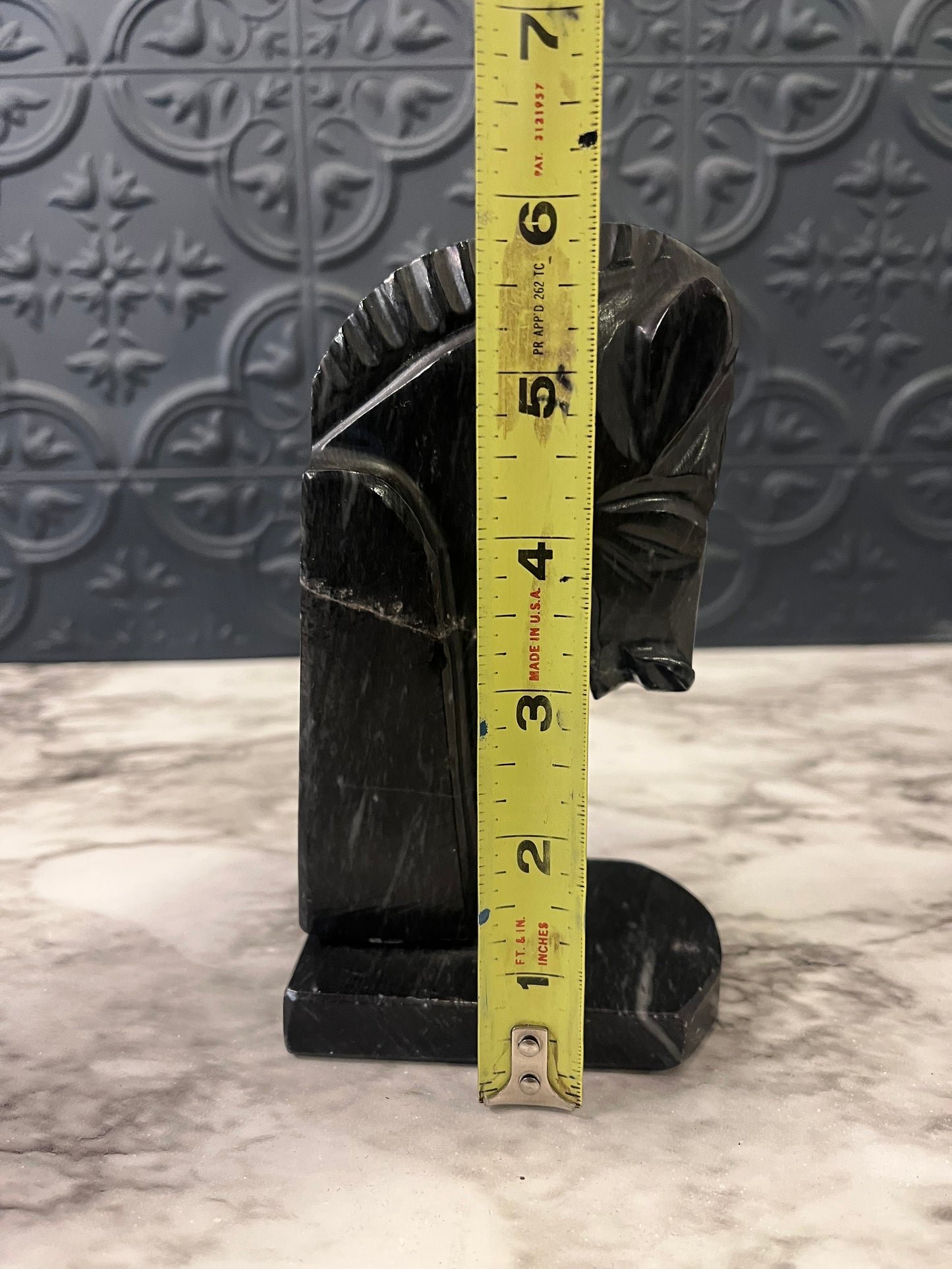 Black Onyx Horse Head Bookend 6"