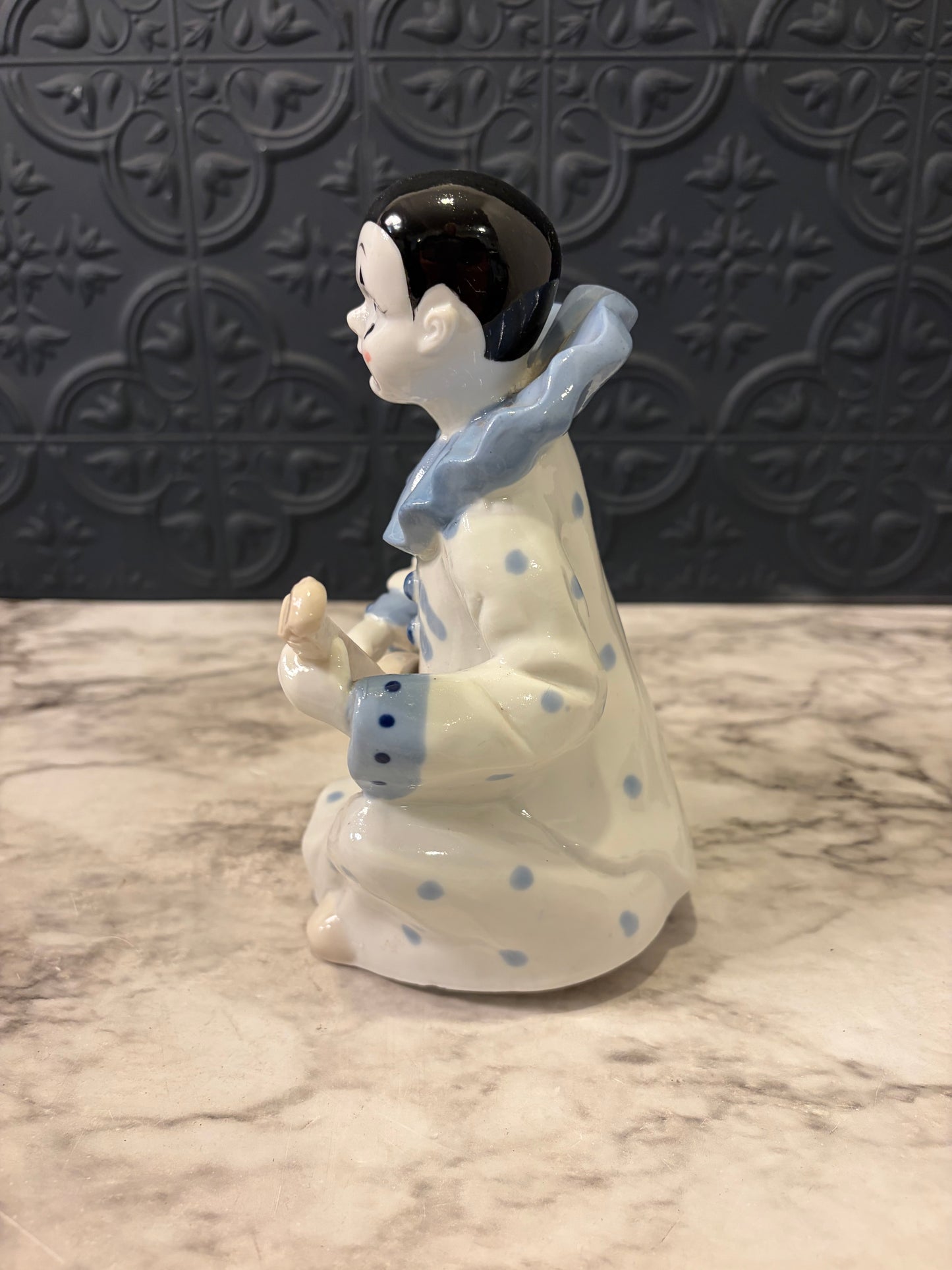 Blue and White Clown Music Box AS  IS
