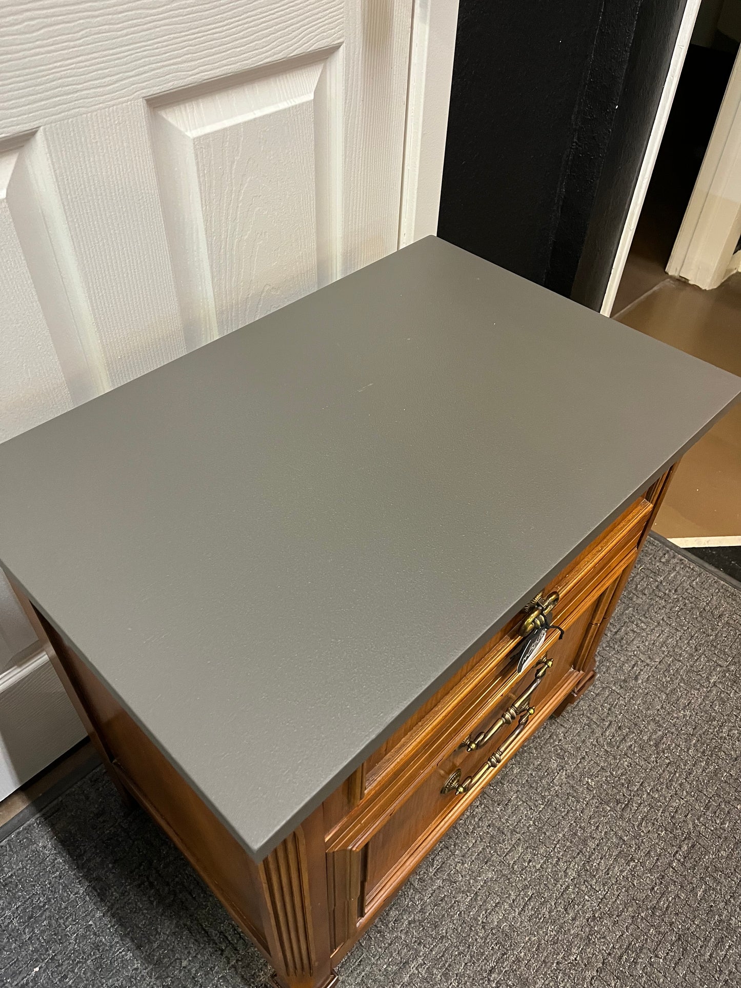 Mid Century Nightstand with Oakwood Painted top