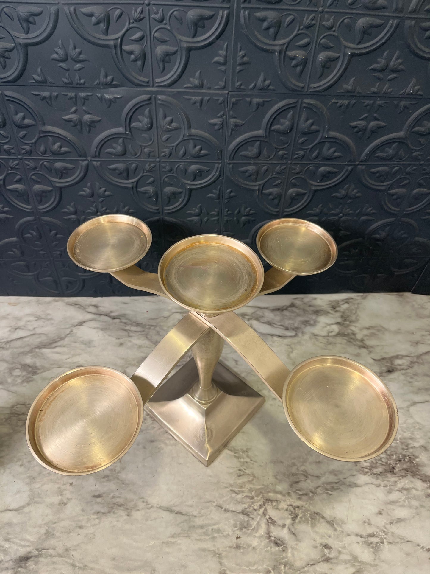The White barn Silver Color Pillar Candelabra