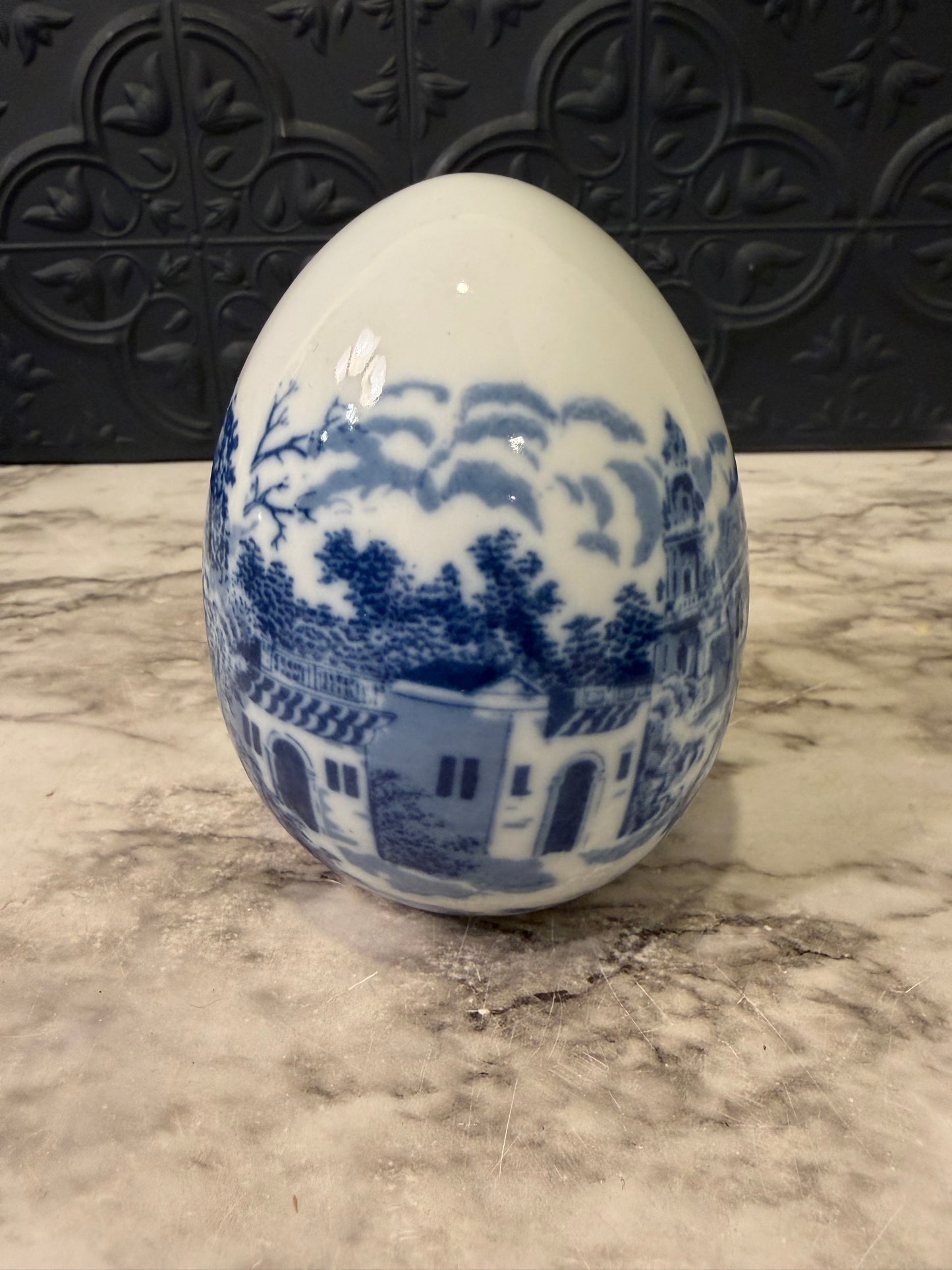 Blue and White Porcelain Egg