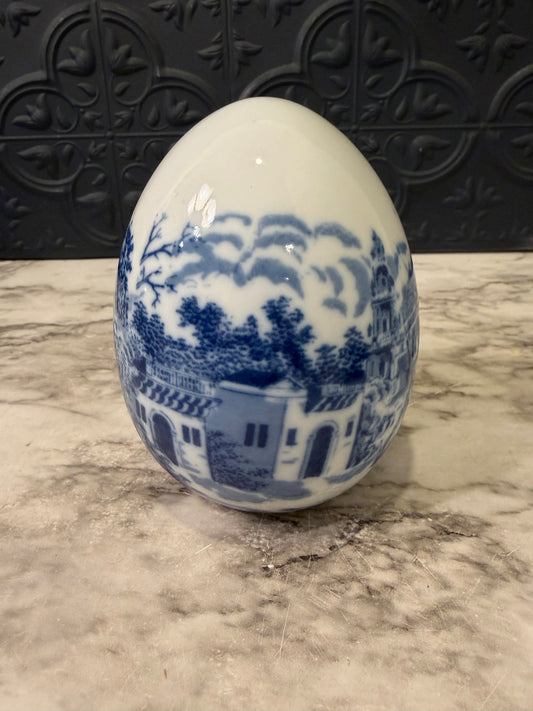 Blue and White Porcelain Egg