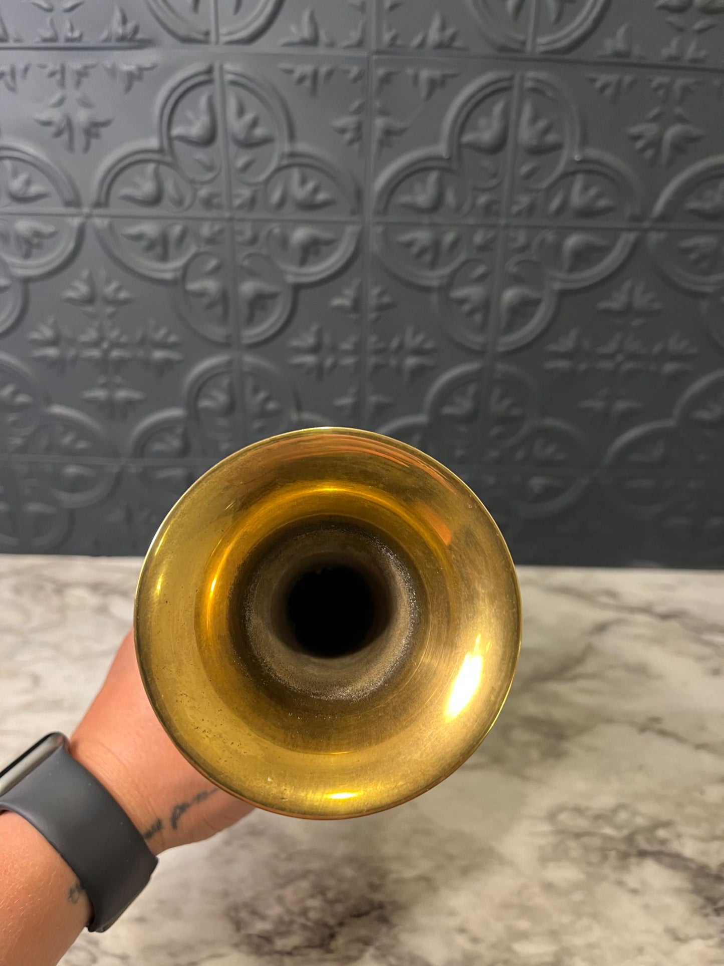 Smooth Brass Footed Vase