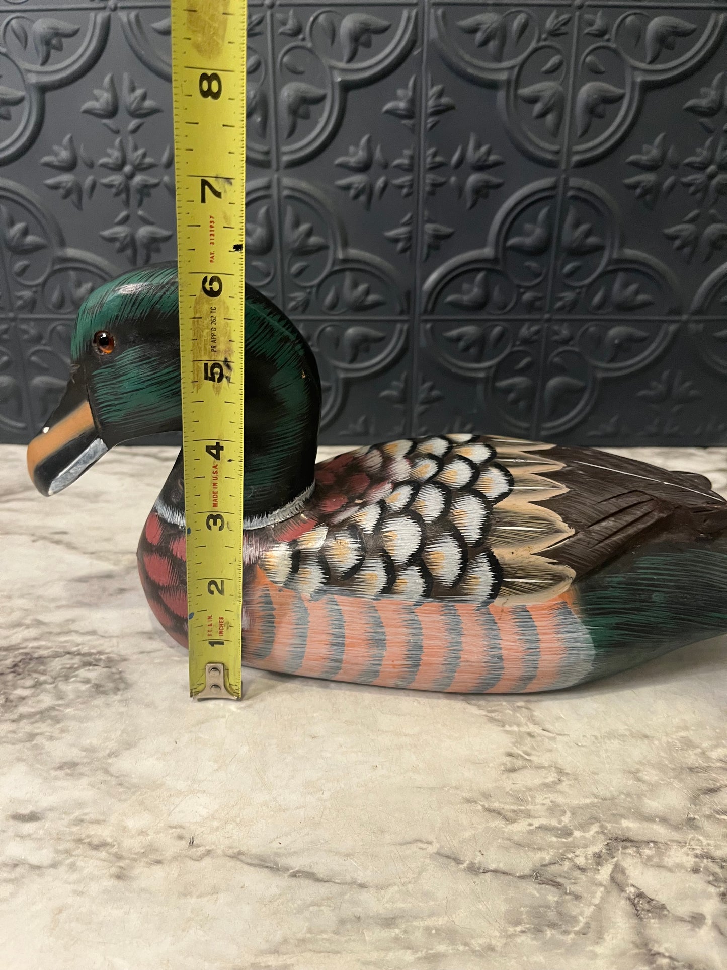 Hand Painted Wood Carved 11" Duck