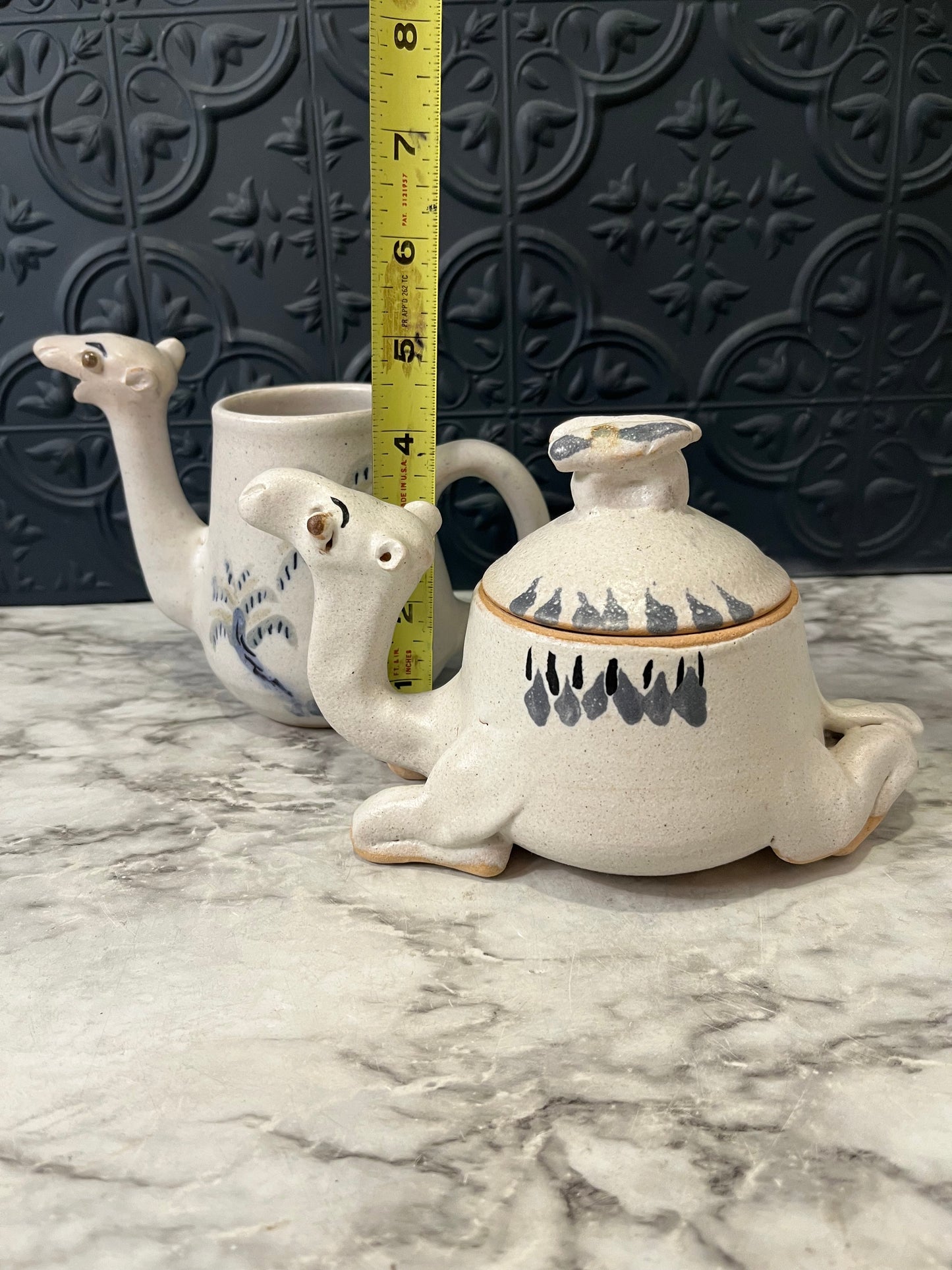 Stoneware Camel Sugar and Creamer