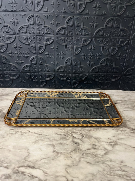 MCM Smoke Glass Tray with Twisted Metal