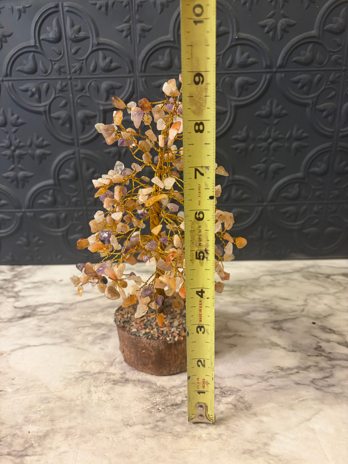 Gemstone Tree with Circular Wood Base