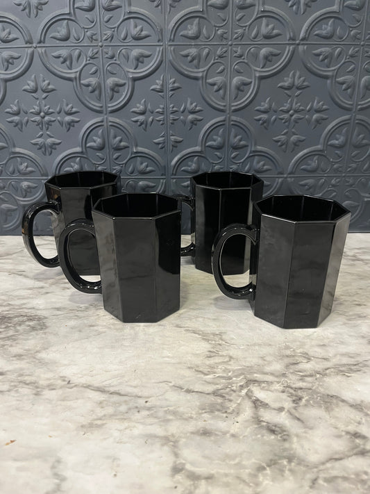Black Octagon set of 4 mugs France