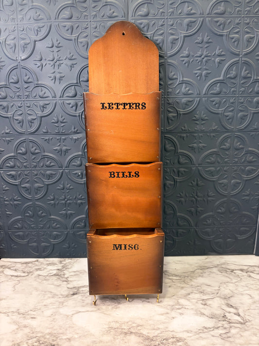 70s Wood Letter Sorter with Hooks
