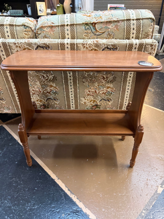 Vintage Rectangle Wood Table with Book ledge