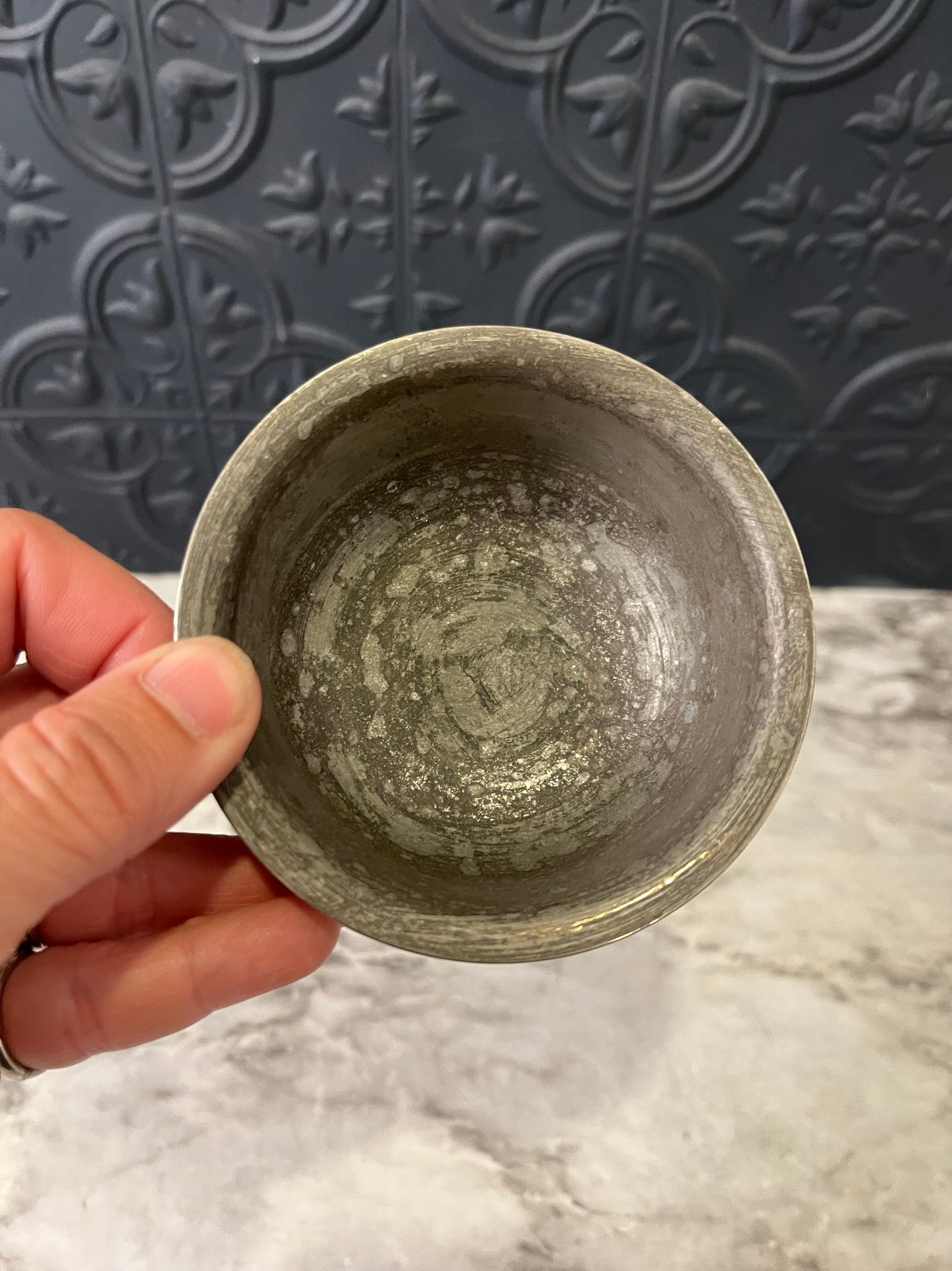 Brass Bowl with Strip of Etching
