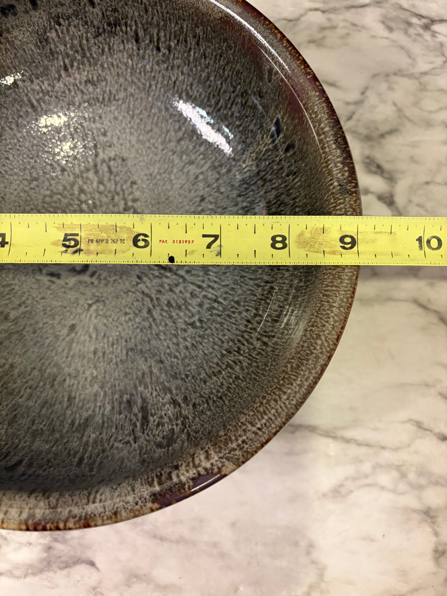 Purple and Green Pottery Bowl with Drip Finish
