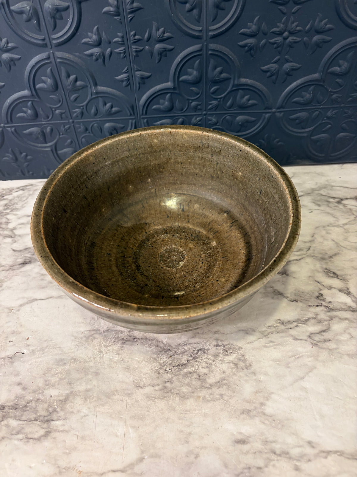 Studio Pottery Bowl 8" Greenish Brown