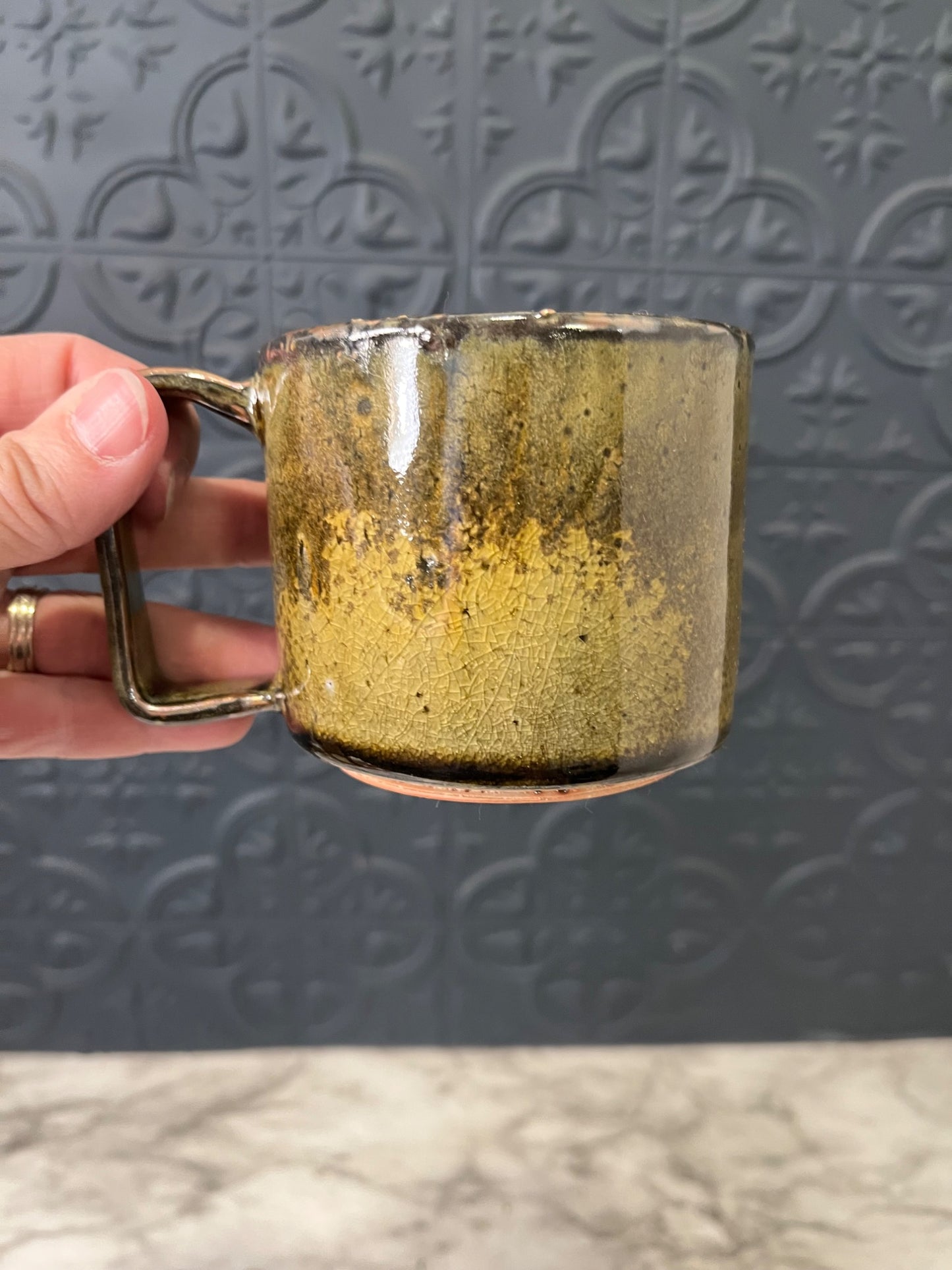 Greenish Brown Pottery Mug