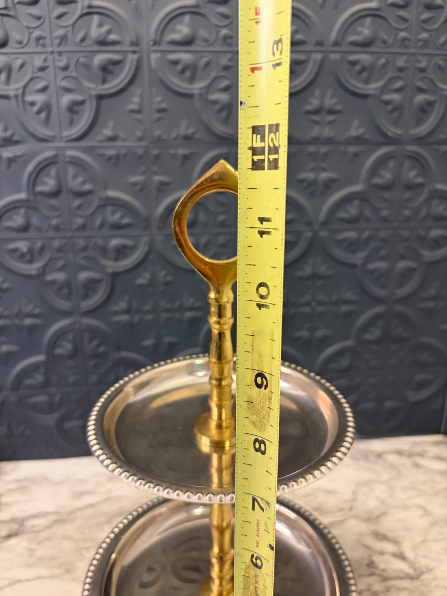 Brass and Chrome Two Tier Serving Tray Made in India
