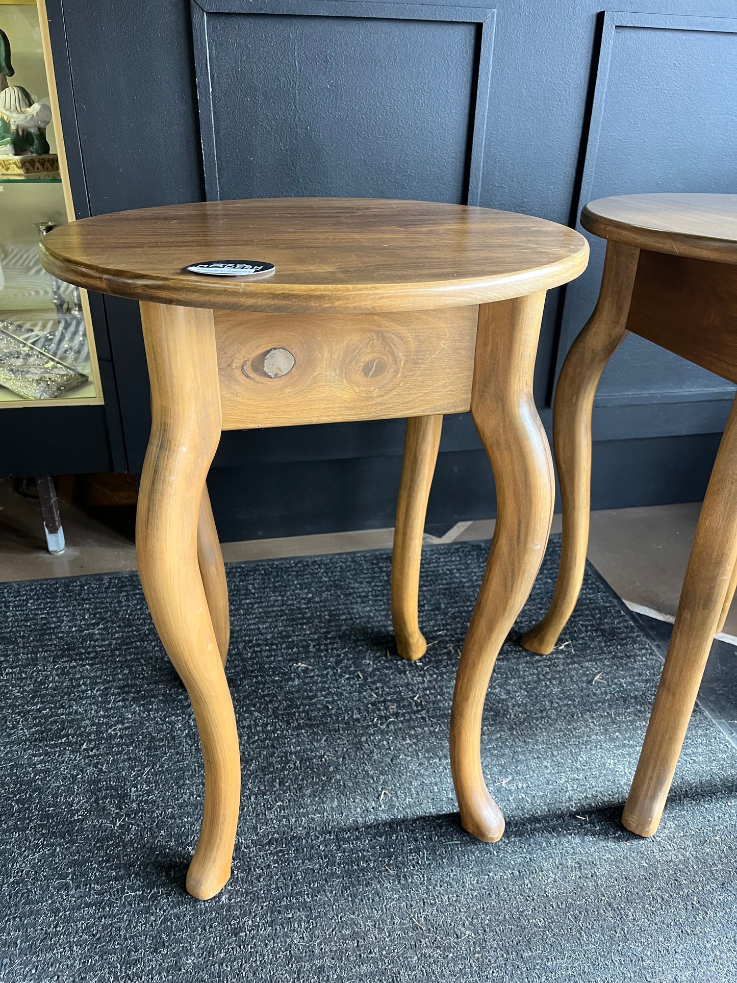 Round Wood Side Table Medium Tone