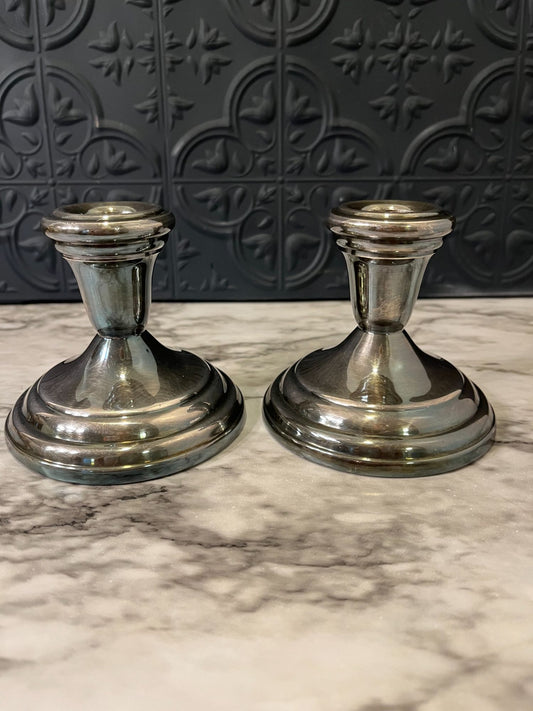 FB Rogers Silver plate Candle  holder x 2