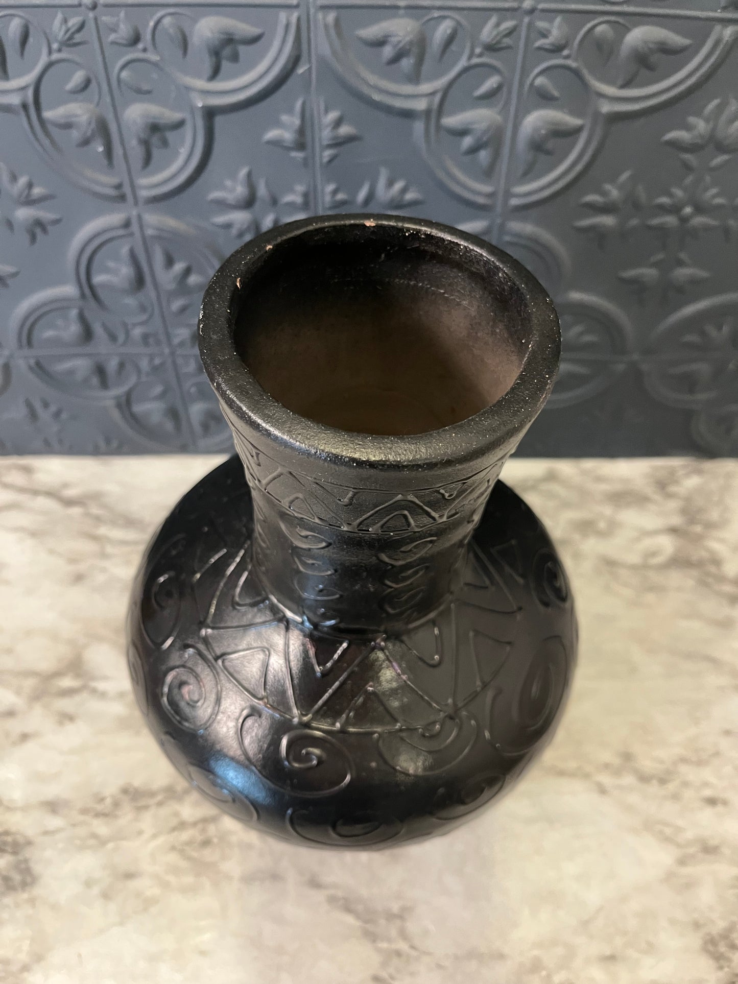 Black Footed Pottery with Swirls