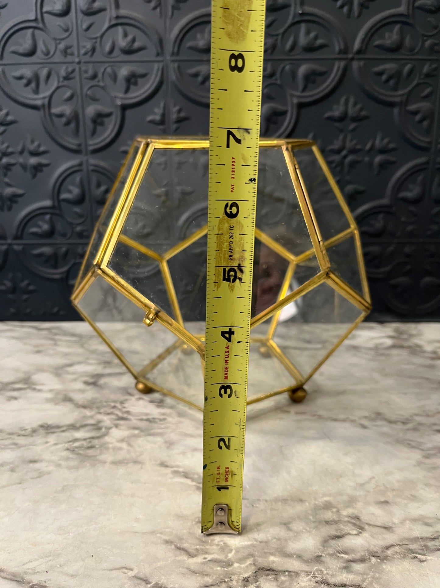 Brass and Glass Geometric Box