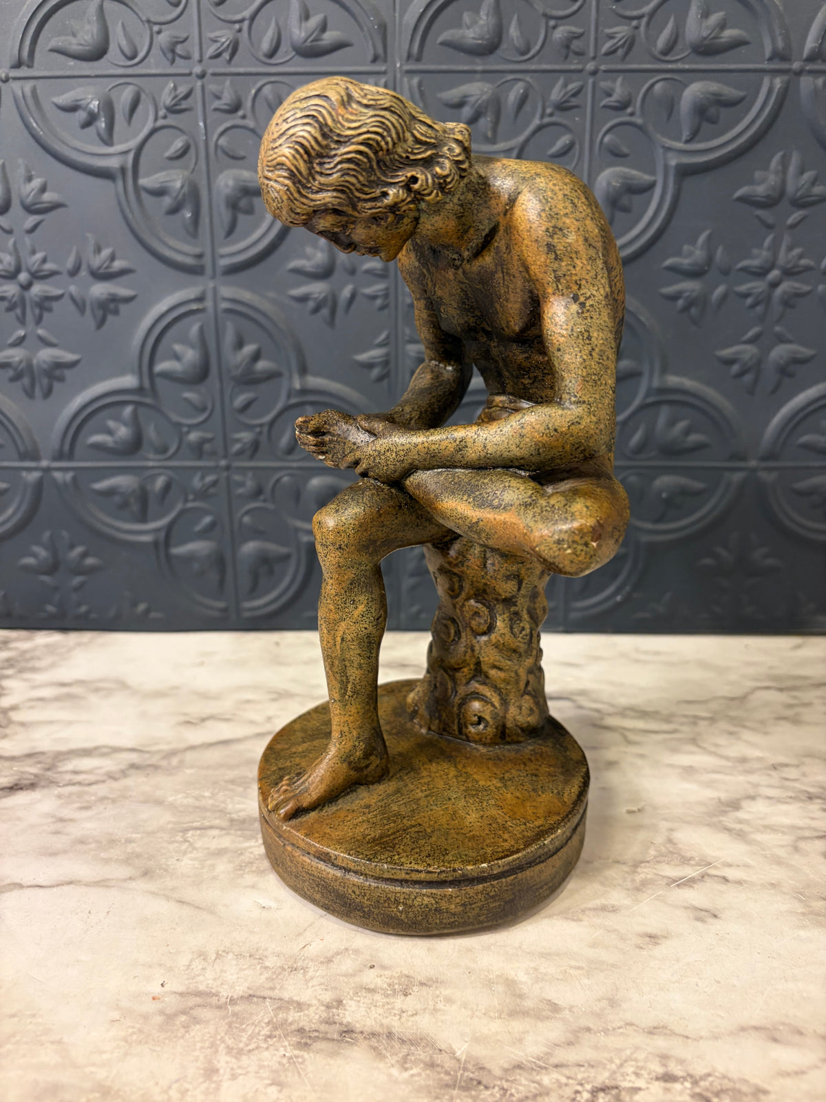 Boy With Thorn Statue with Bronze Finish