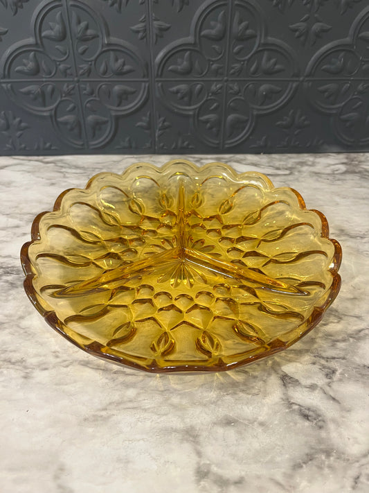 Anchor Hocking Amber Split Dish
