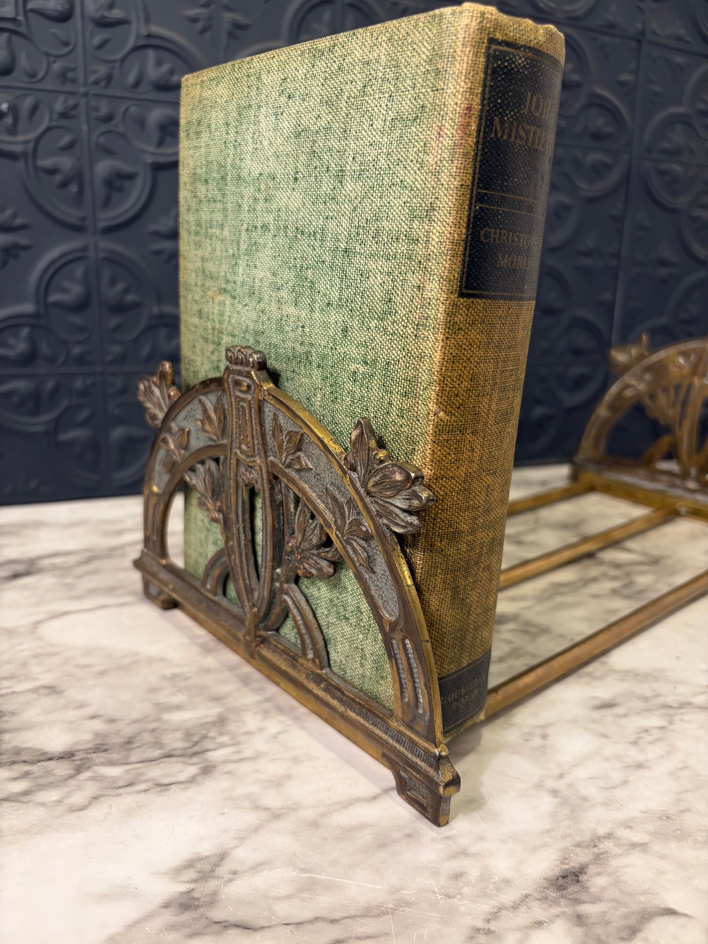 Brass Art Nouveau Adjustable Book Rack