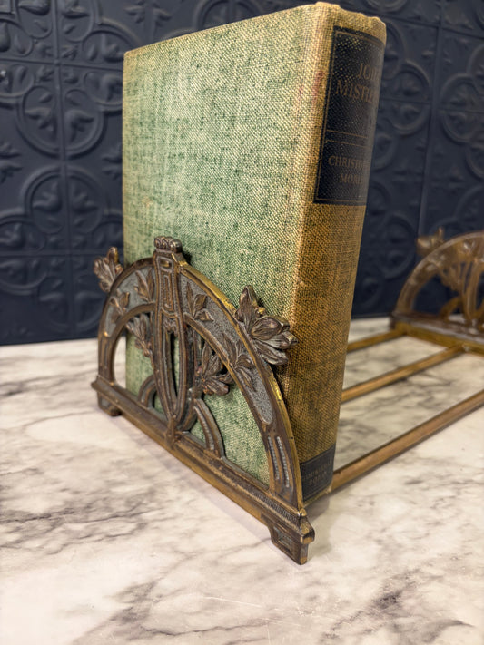 Brass Art Nouveau Adjustable Book Rack